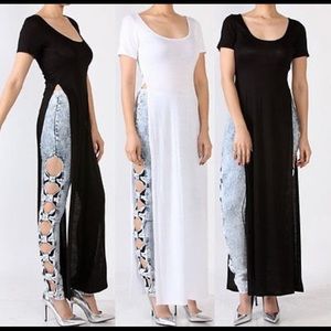 Long black Tshirt dress with slits on the sides